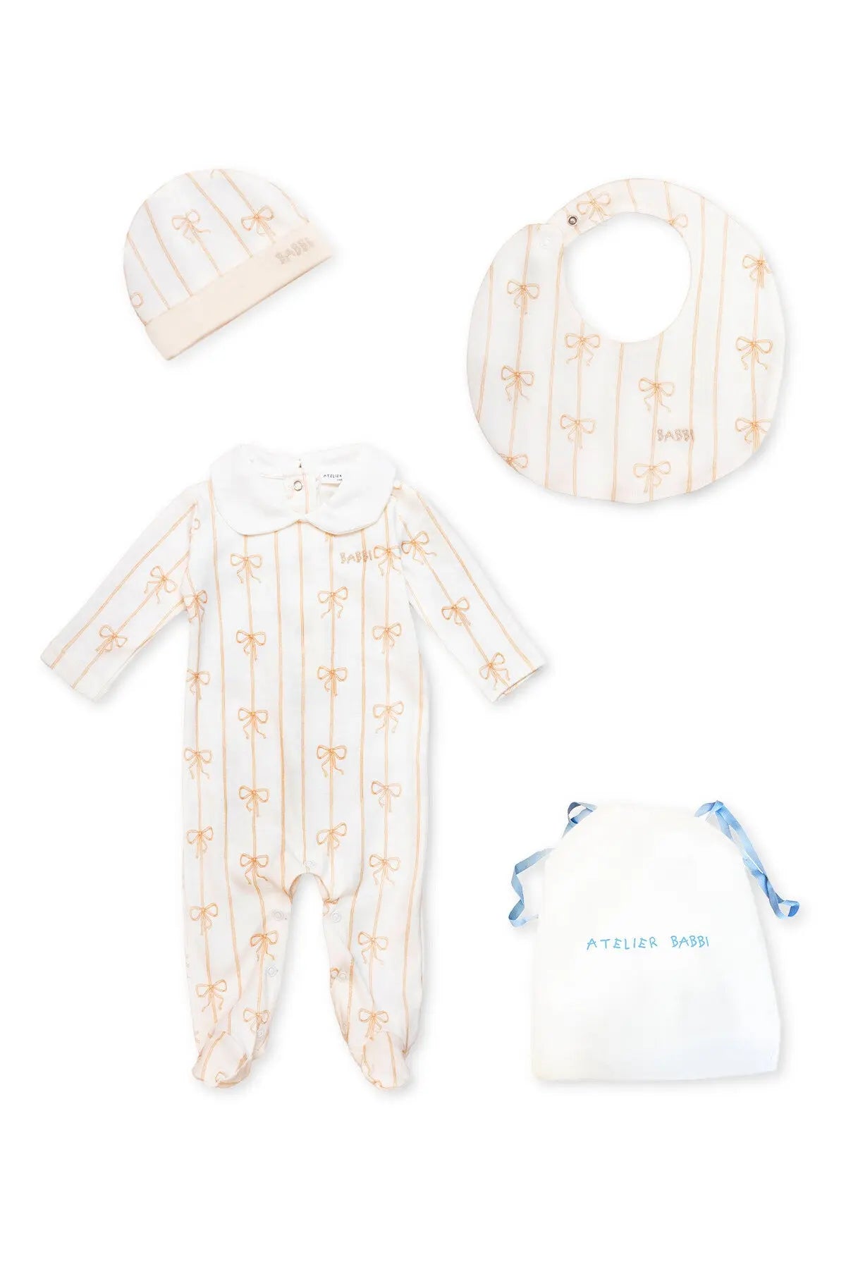3-Piece Newborn Set - Ribbon / Beige