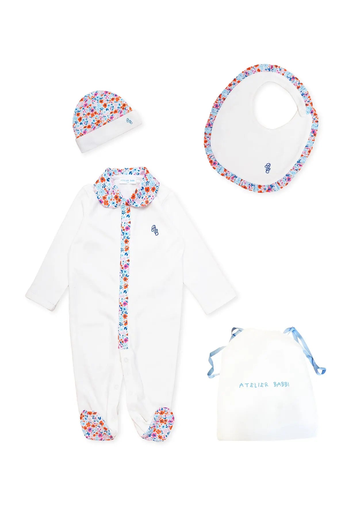 3-Piece Newborn Set - Tiny Flowers / Red