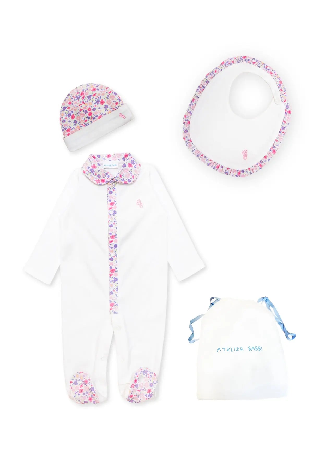 3-Piece Newborn Set - Tiny Flowers / Pink