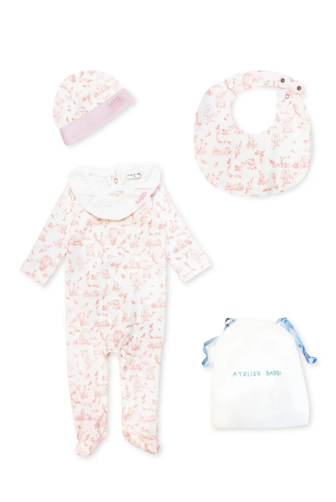 3-Piece Newborn Set - Toile de Jouy / Pink