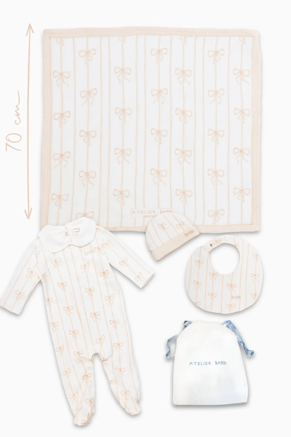 4-Piece Newborn Set - Ribbon / Beige