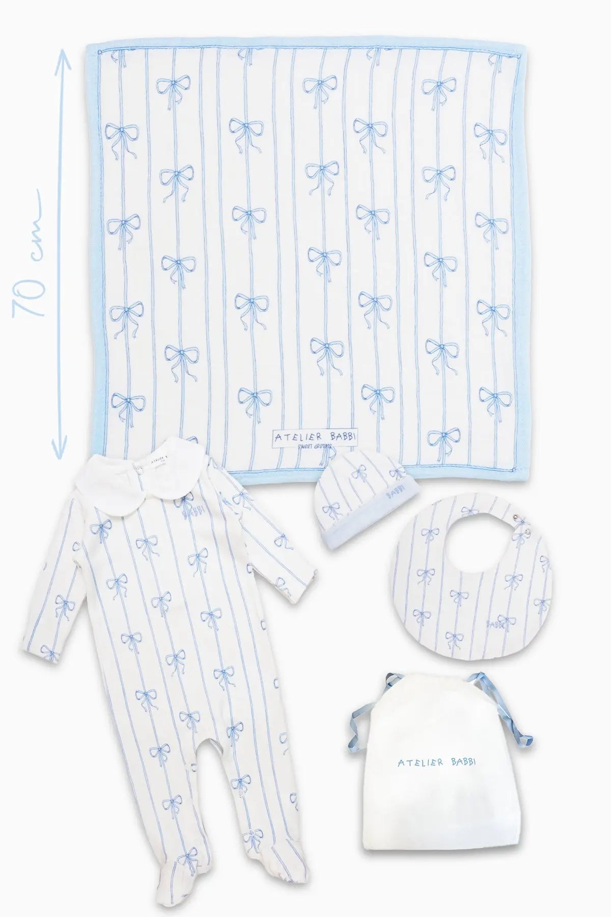 4-Piece Newborn Set - Ribbon / Blue