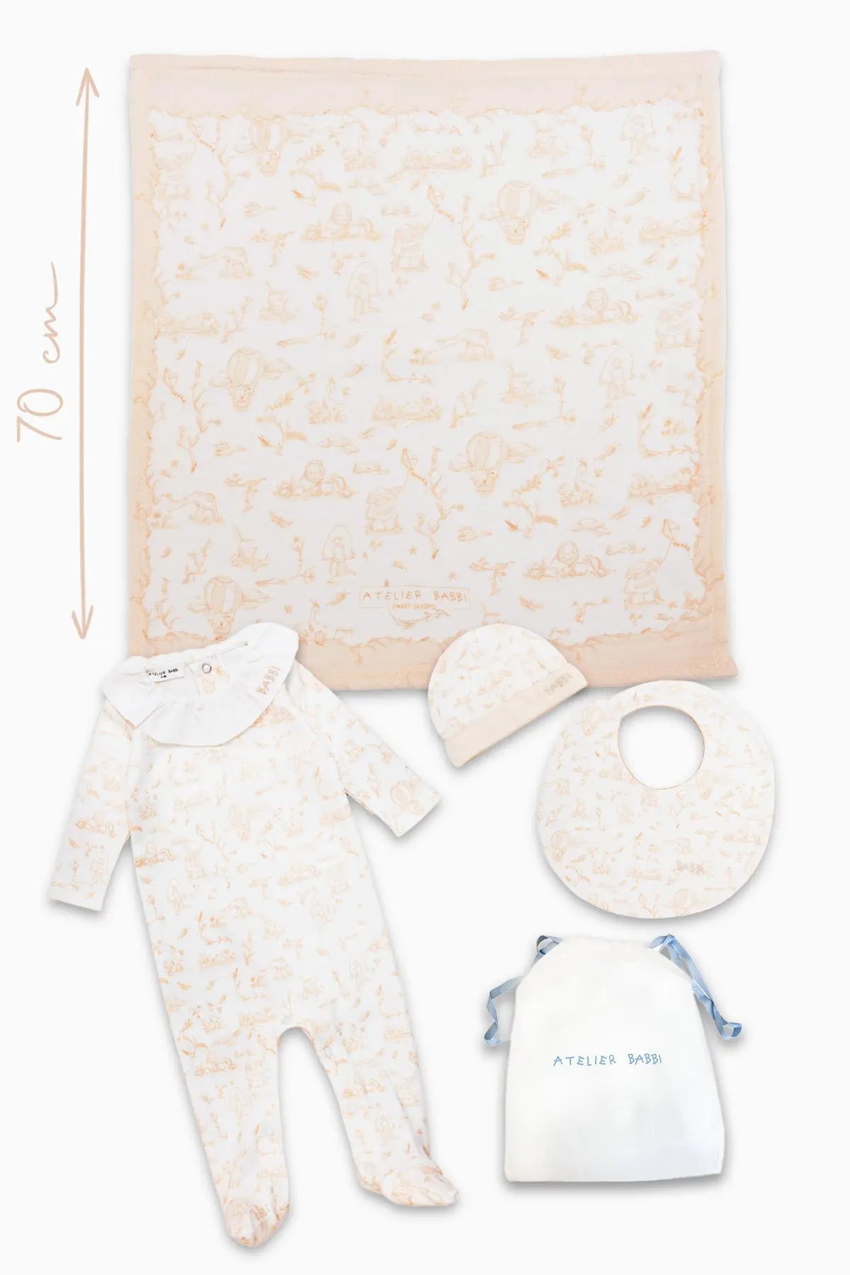 4-Piece Newborn Set - Toile de Jouy / Beige