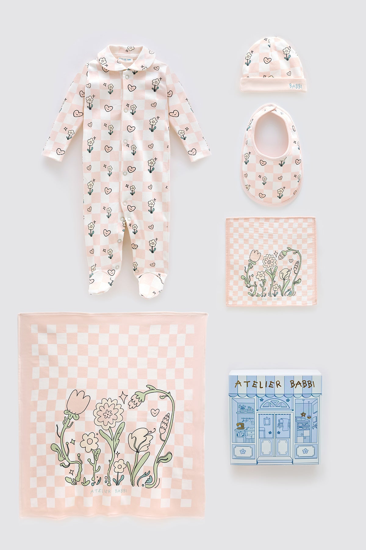5-Piece Newborn Set | Checkered
