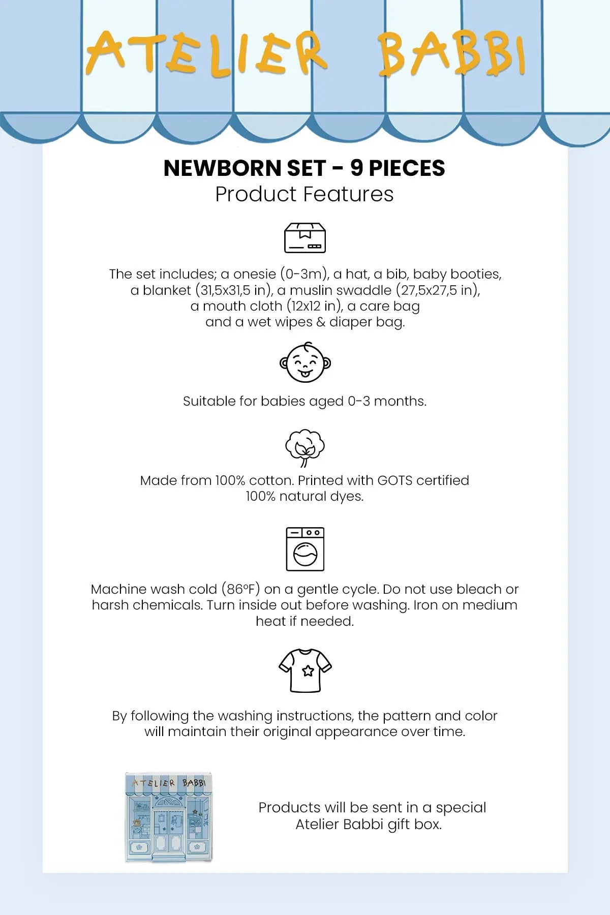 9-Piece Newborn Set - Ribbon/Beige