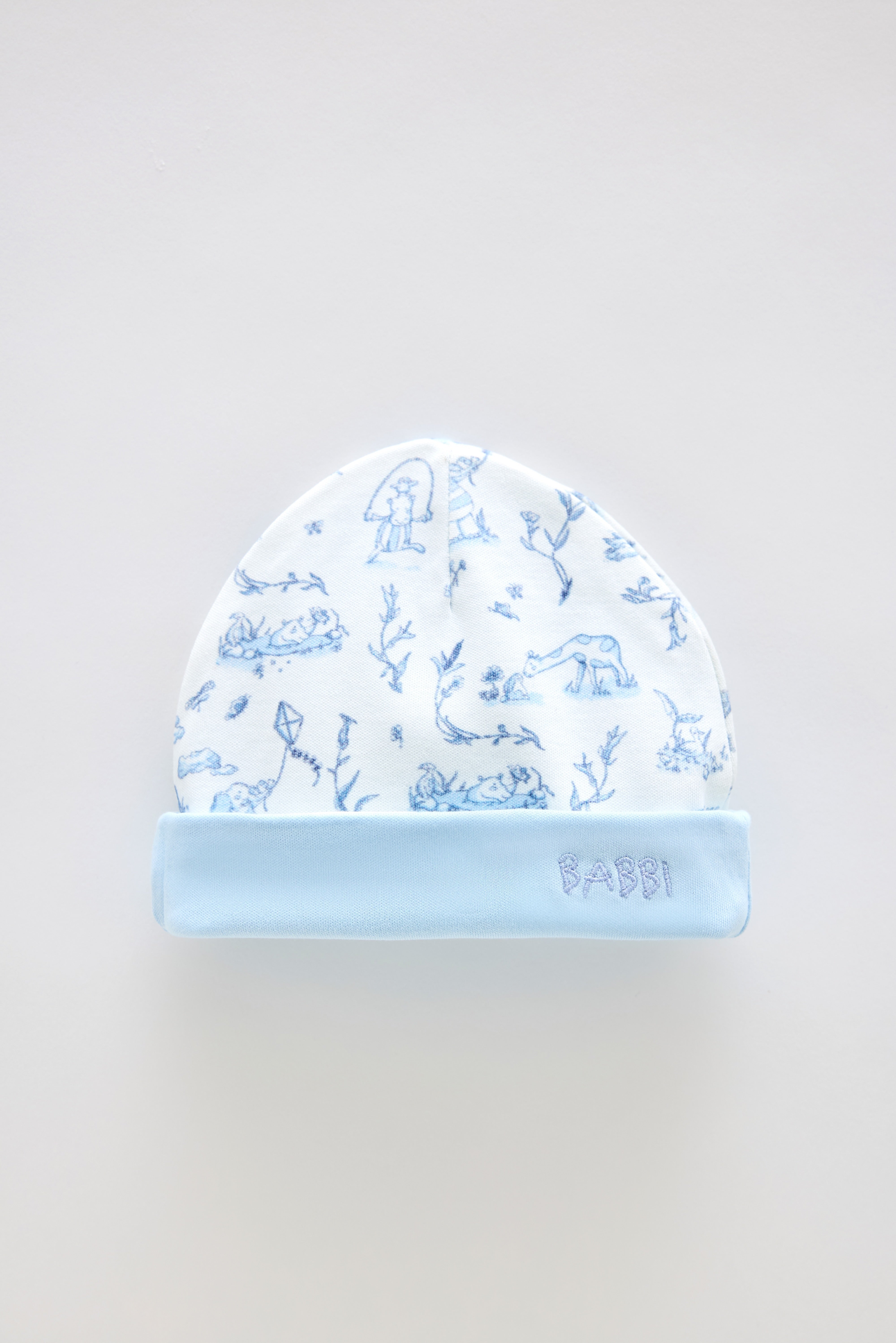 Newborn Hat - Toile De Jouy / Blue