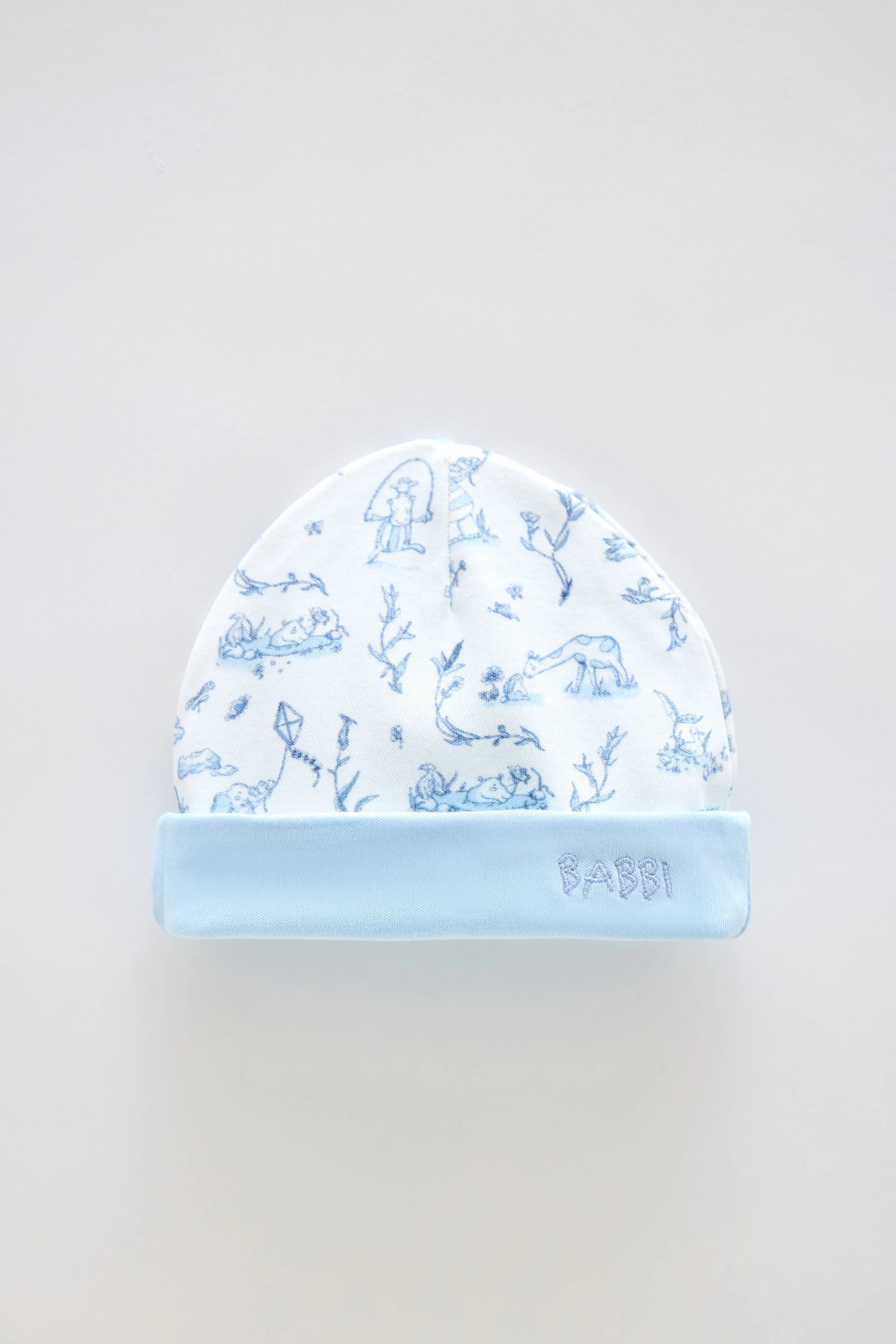 Newborn Hat - Toile De Jouy / Blue