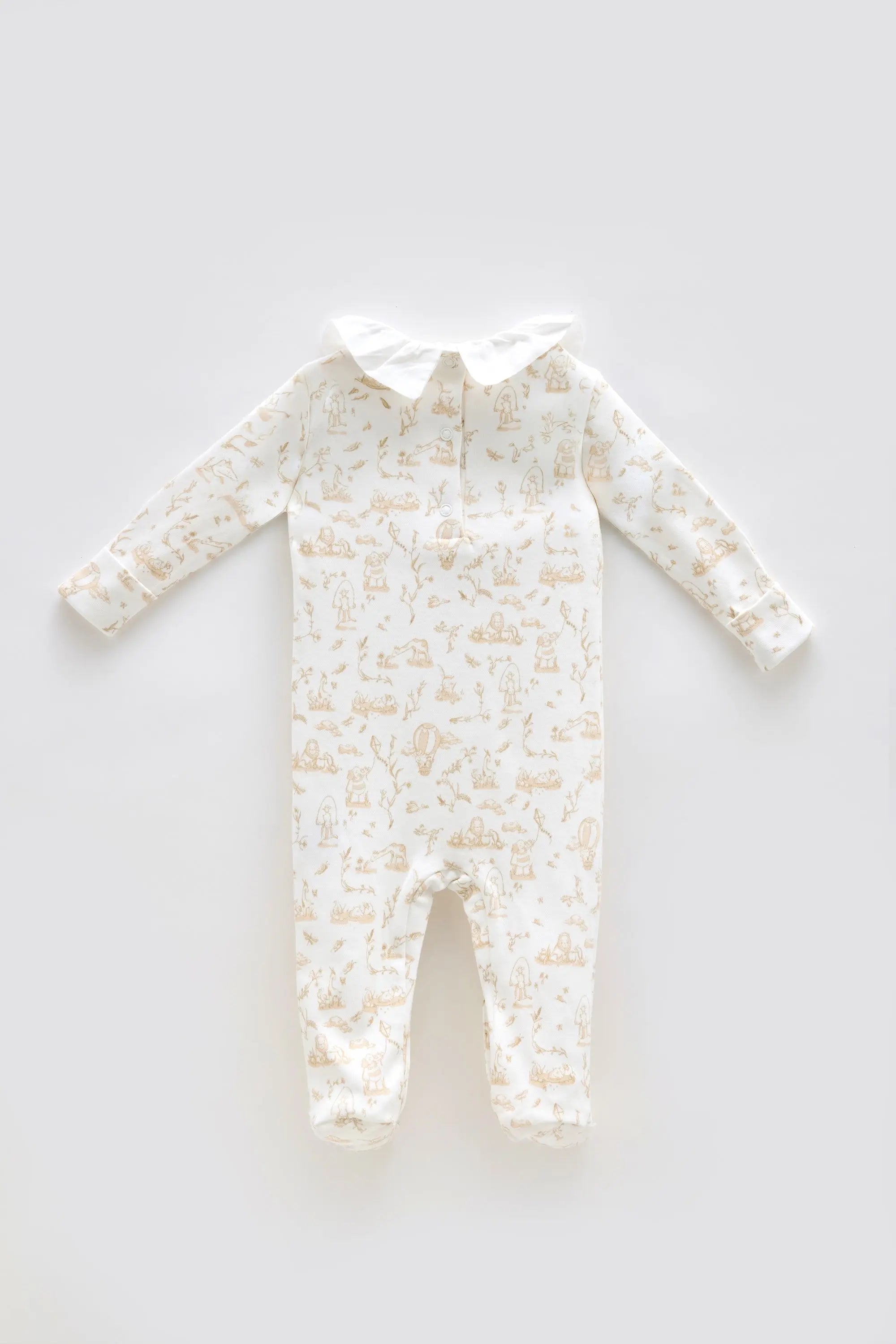 Footed Onesie - Toile De Jouy/Beige