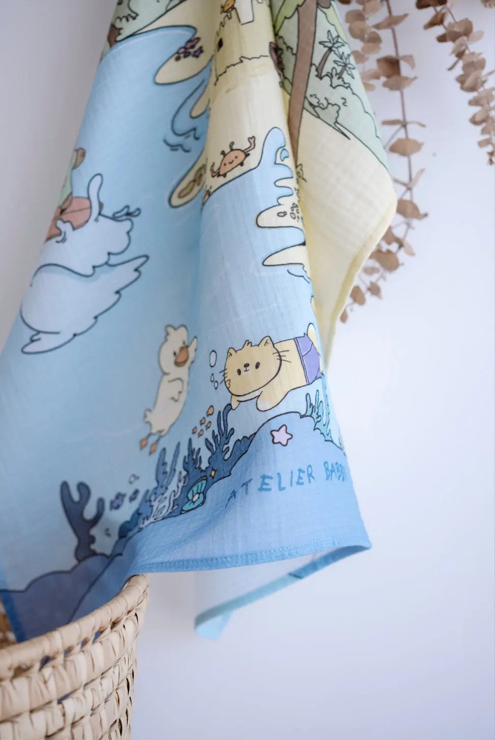 Double Layer Muslin Baby Swaddle - Coast / Boy