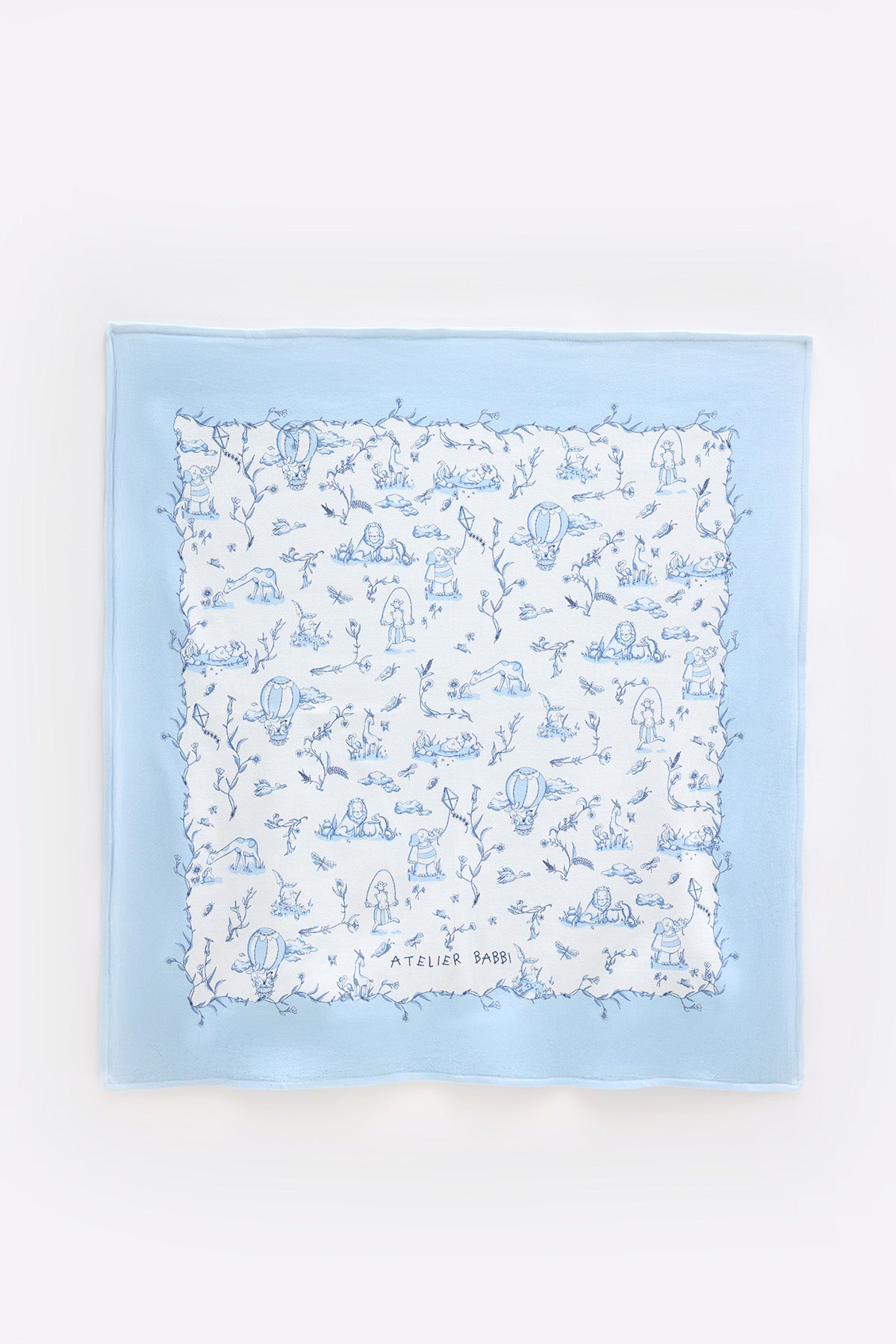 Double-Sided Baby Blanket - Toile De Jouy/Blue