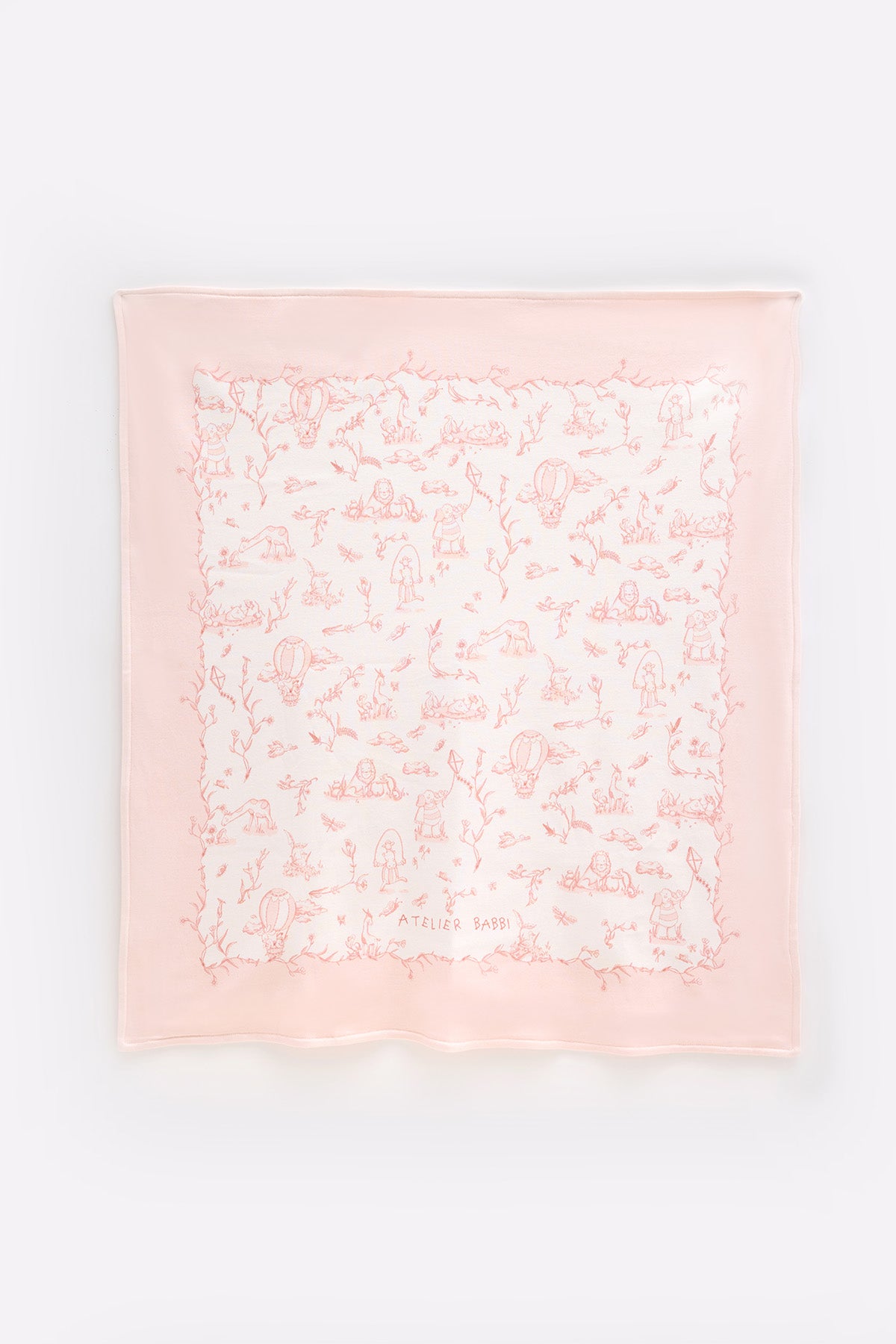 Double-Sided Baby Blanket - Toile De Jouy/Pink