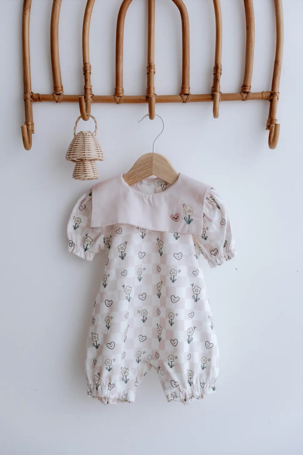 Checkered Taupe Romper main image 0