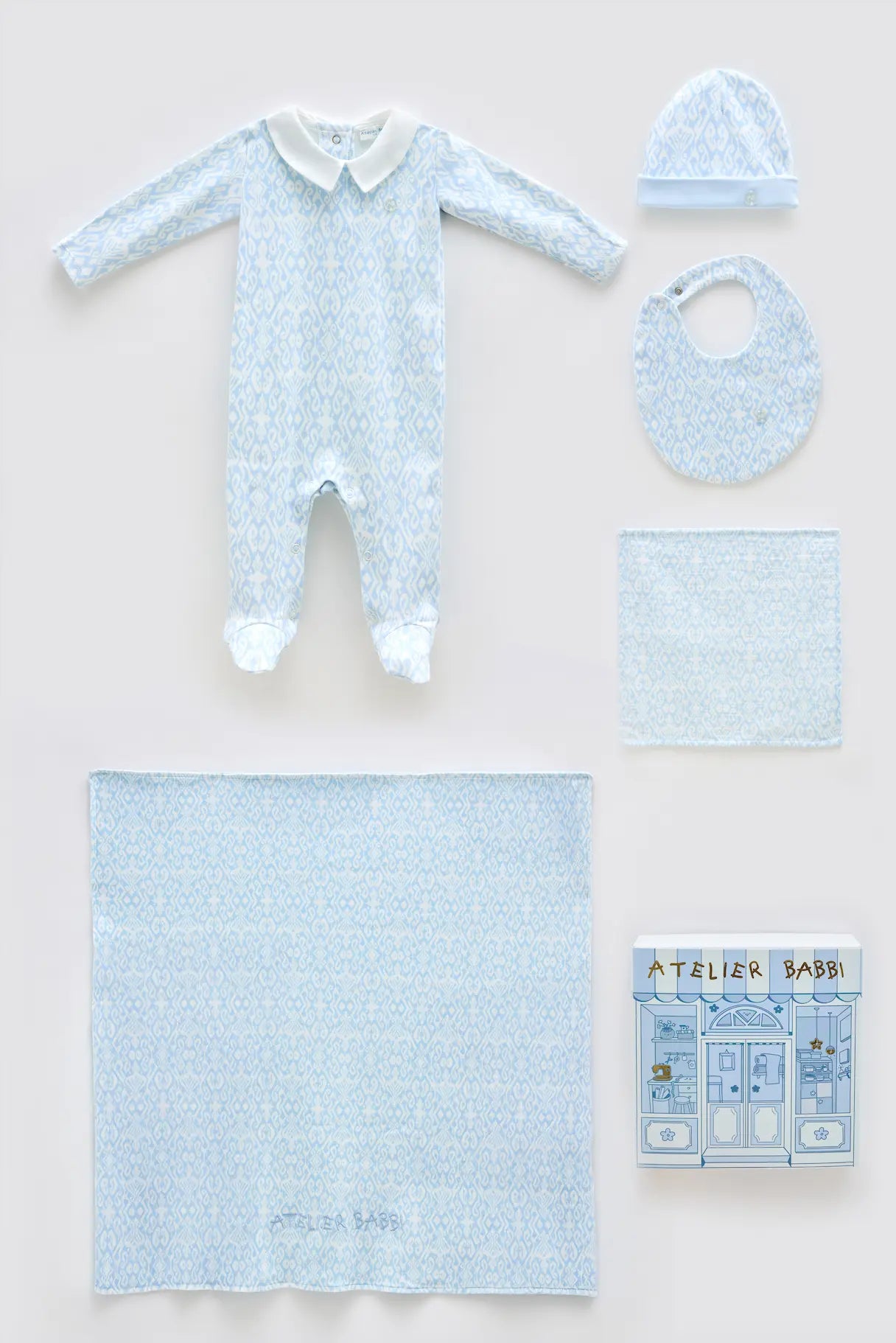5-Piece Newborn Set | Ikat-Blue