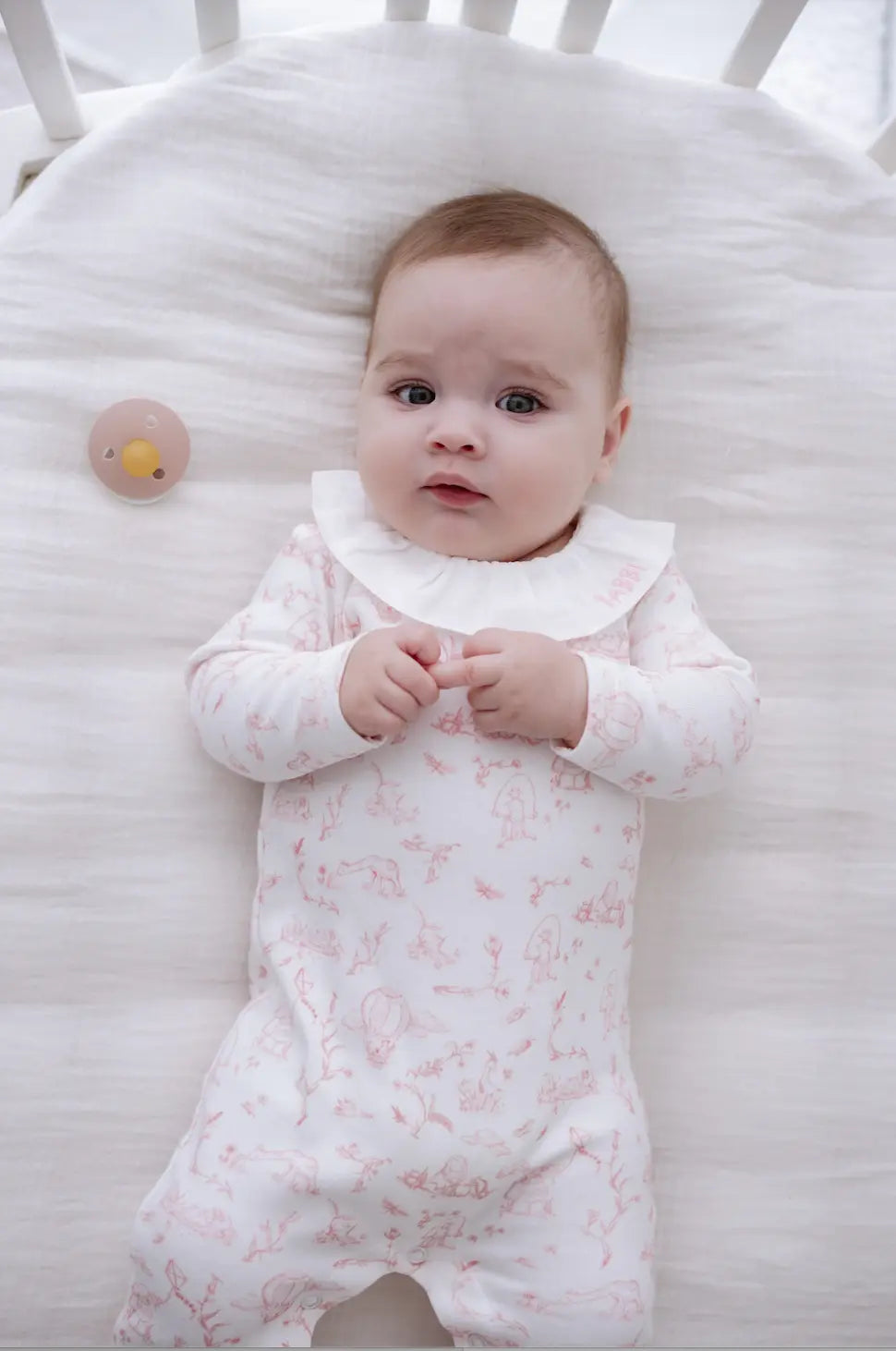 Vintage print newborn sleepwear in pink