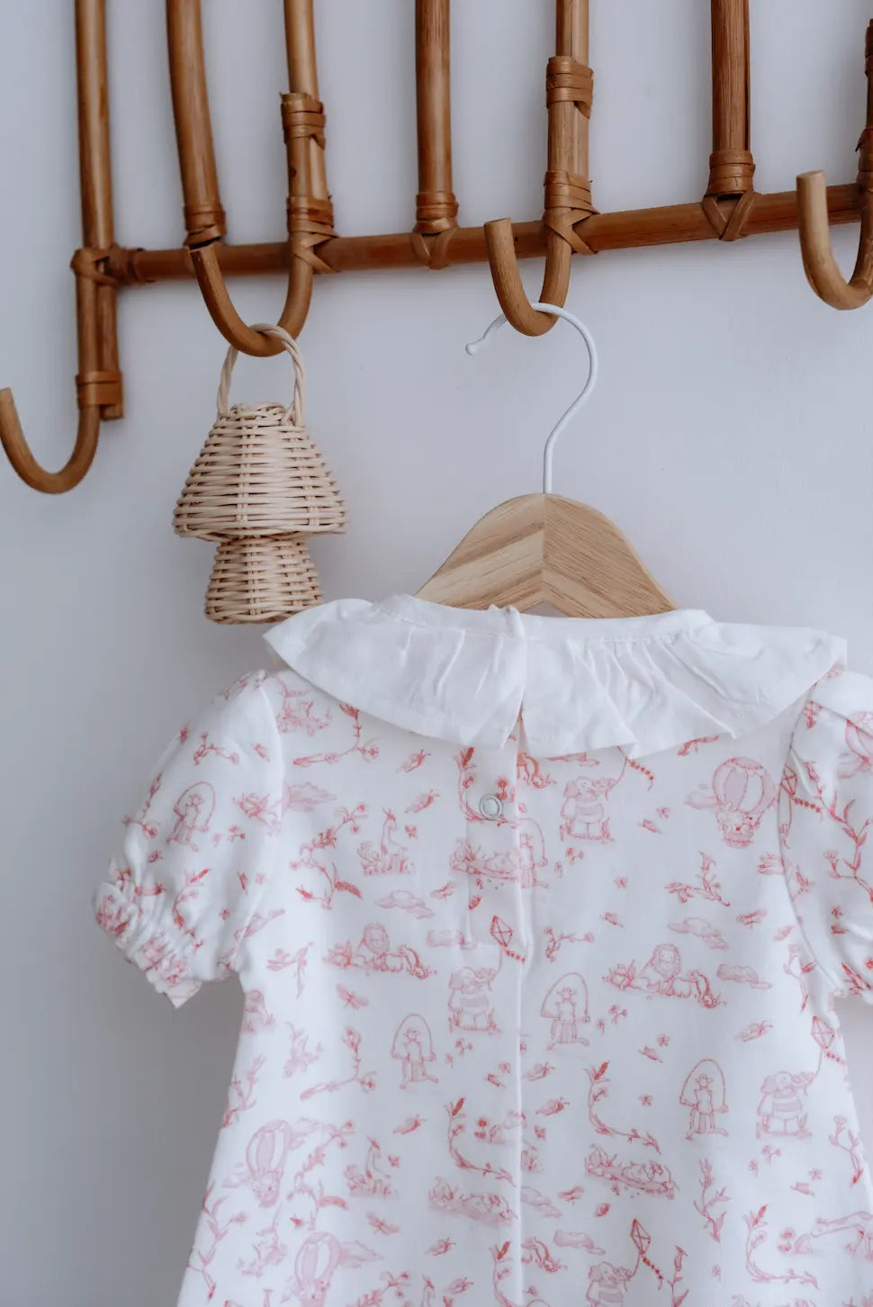 Atelier Babbi babywear in pink classic floral toile pattern