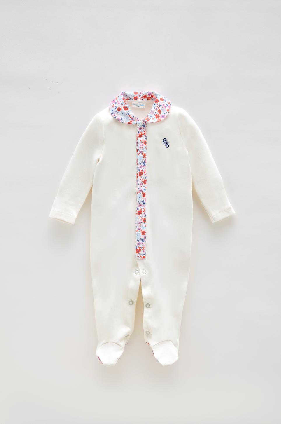 Footed Onesie - Tiny Flowers / Red