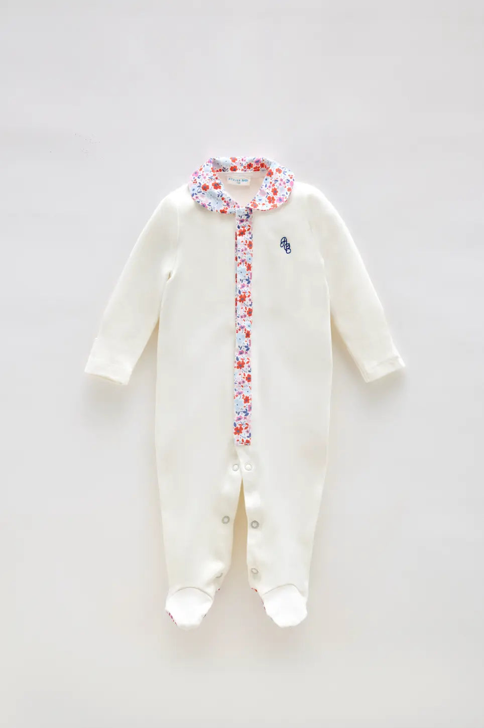 Footed Onesie - Tiny Flowers / Red