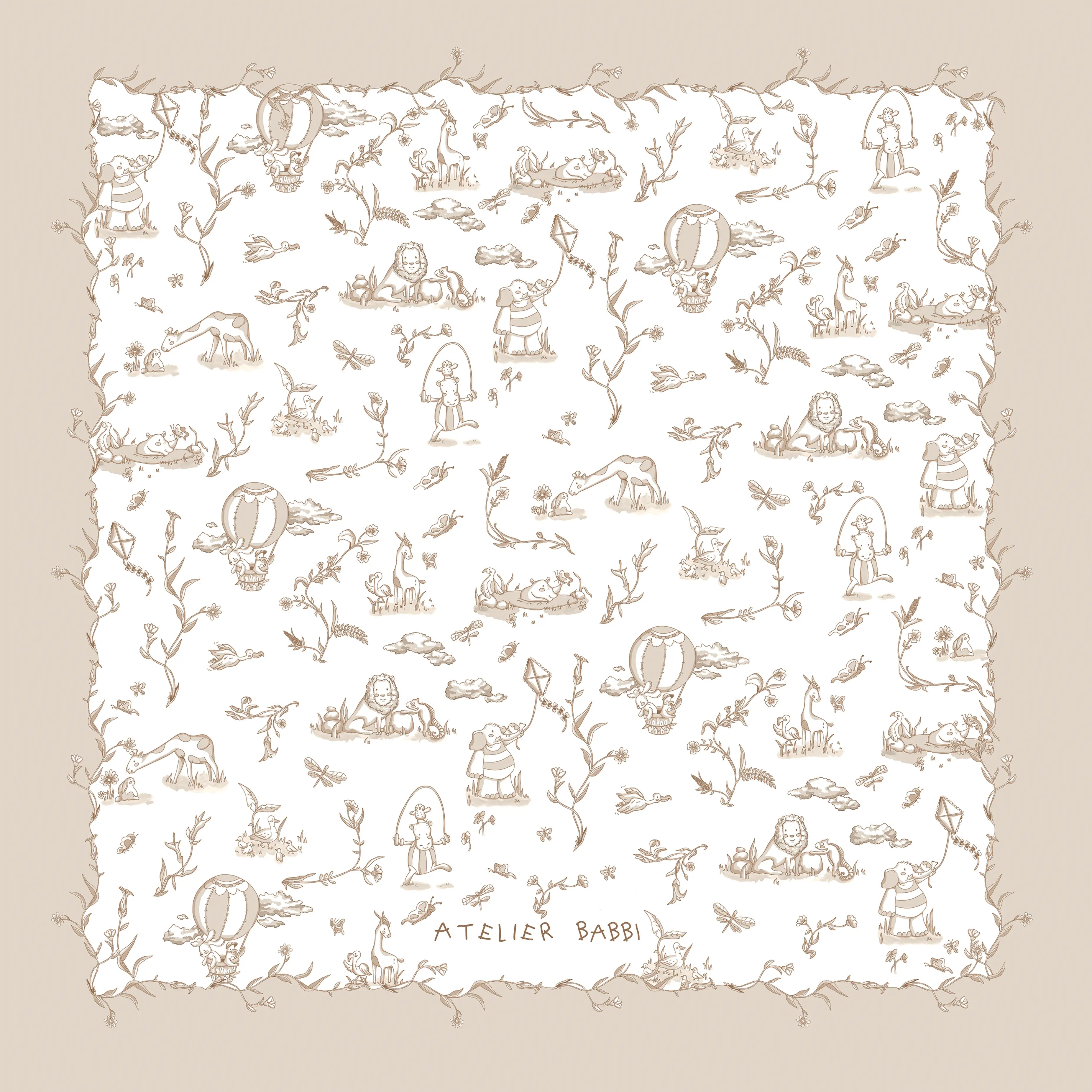 Nursing Pillow - Toile de Jouy / Beige