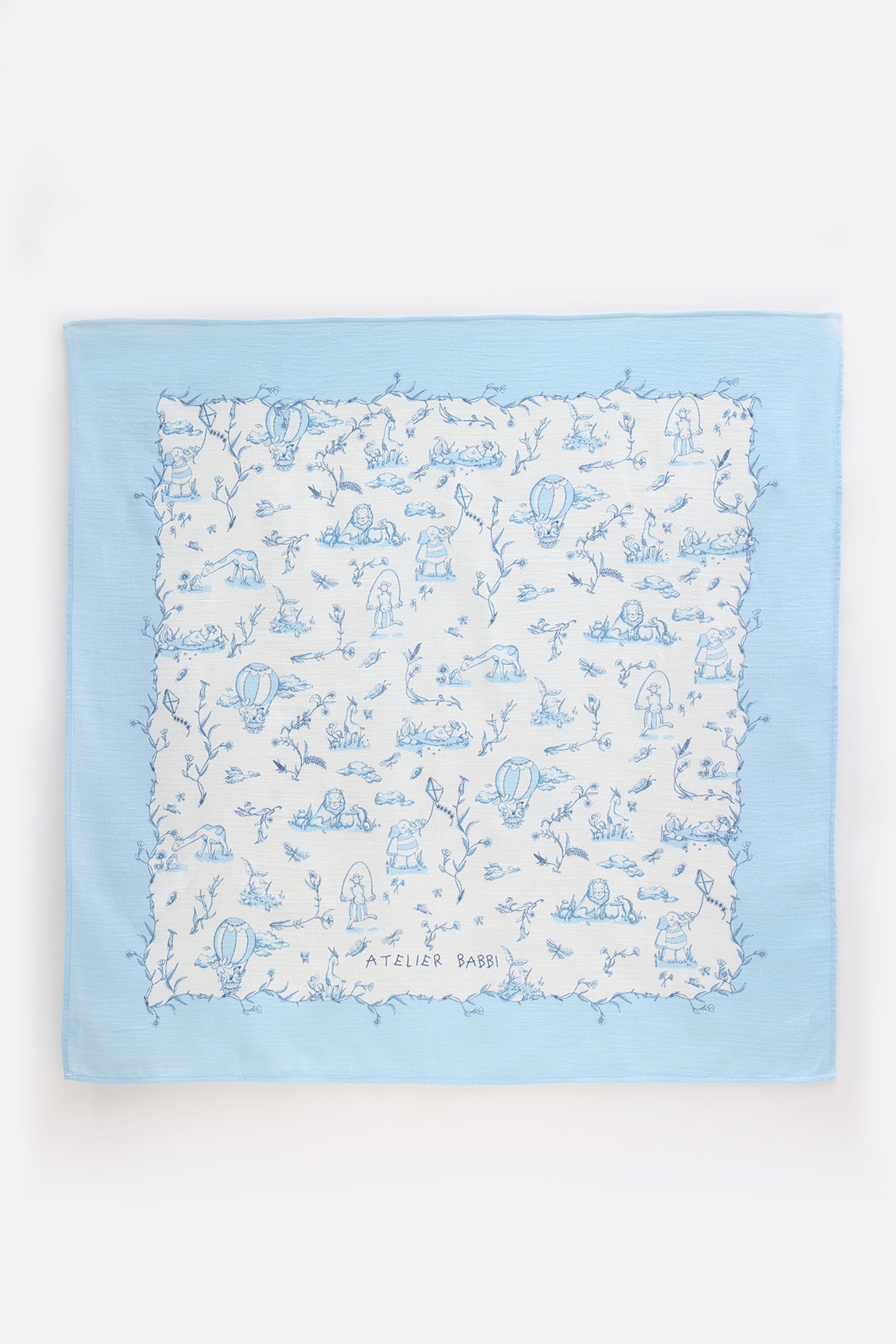 Double-Layer Muslin Baby Swaddle - Toile De Jouy/Blue