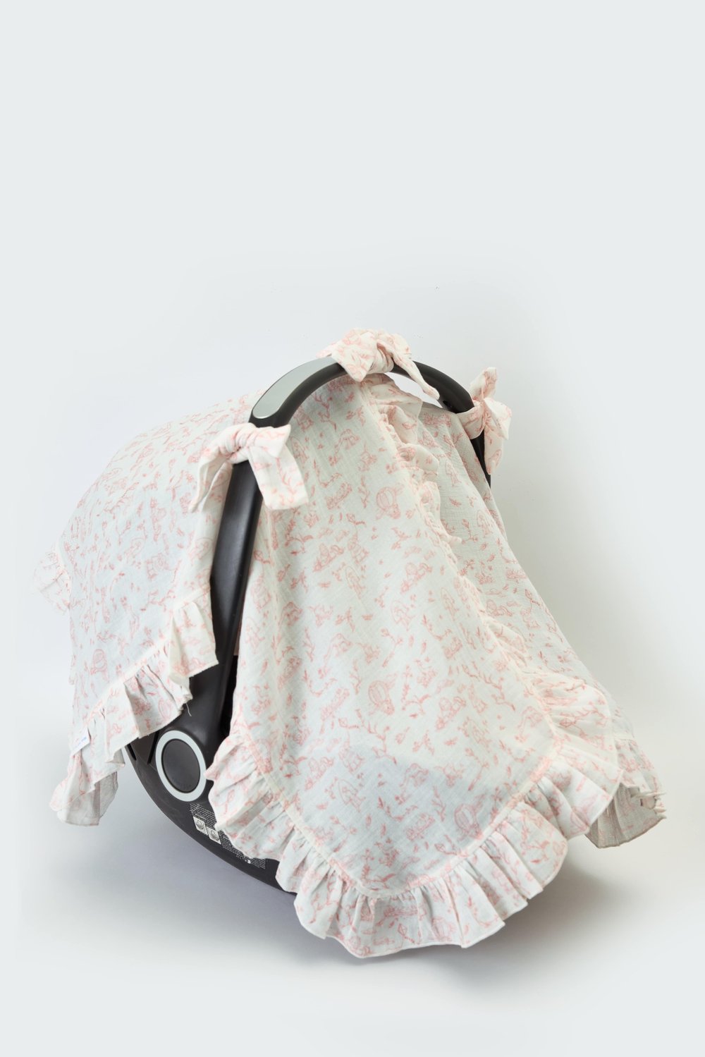 Baby Car Seat Cover - Toile De Jouy / Pink