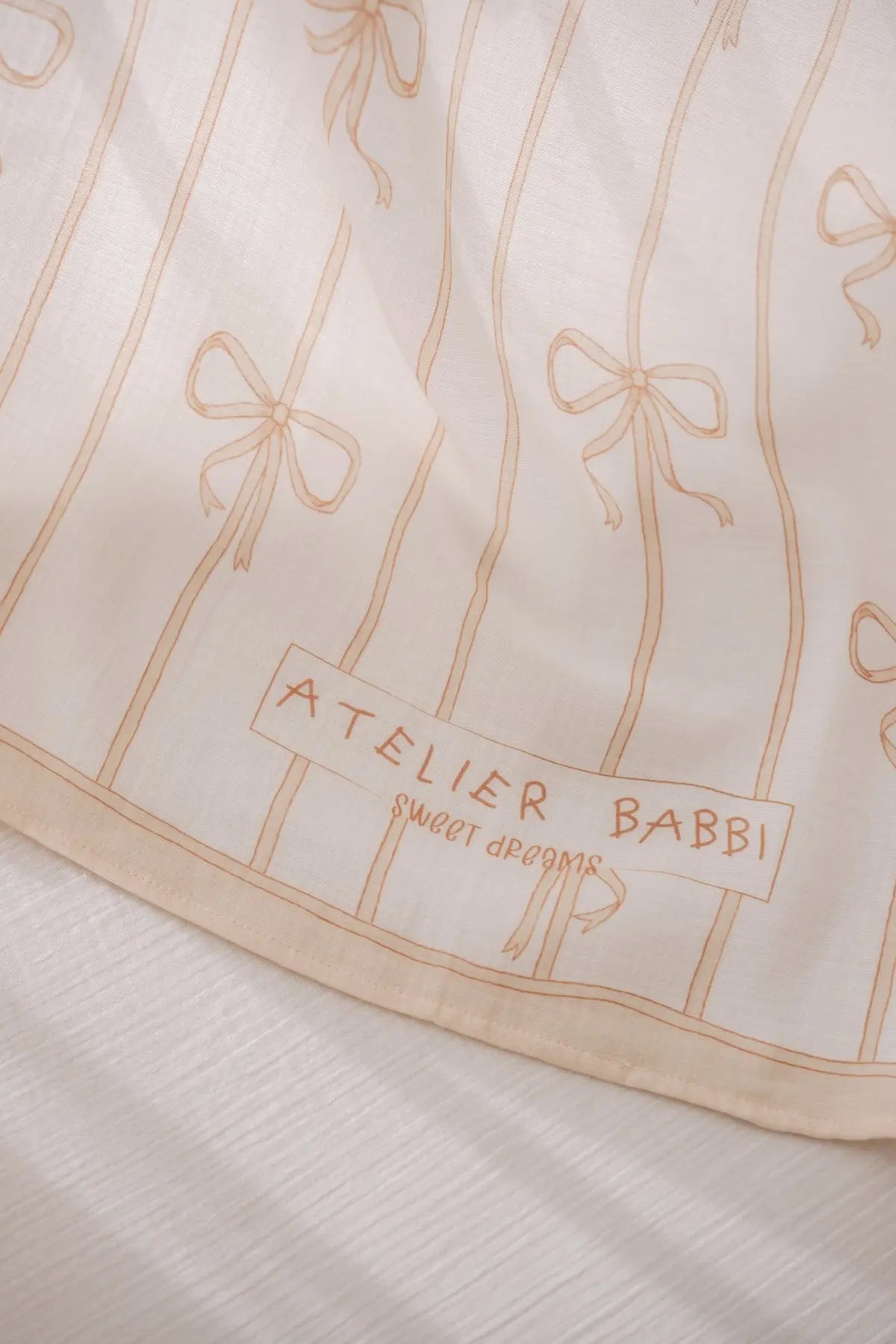 Double-Layer Muslin Baby Swaddle - Ribbon/Beige