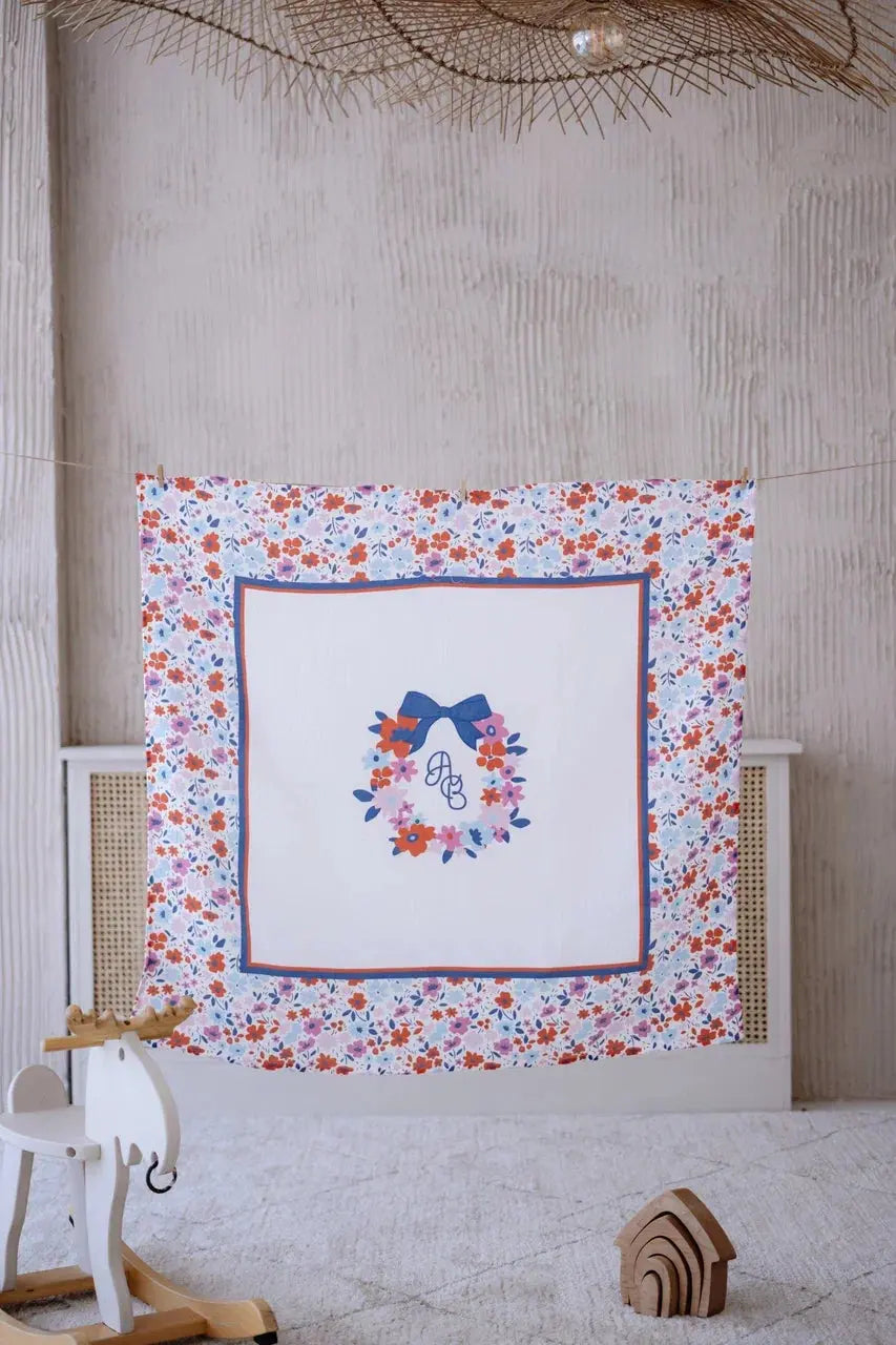 Double Layer Muslin Baby Swaddle - Tiny Flowers / Red