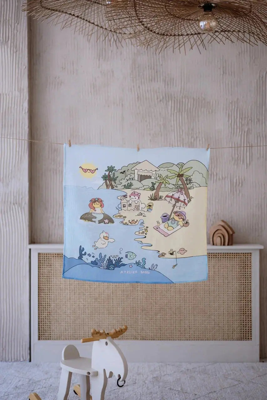 Double Layer Muslin Baby Swaddle - Coast / Girl