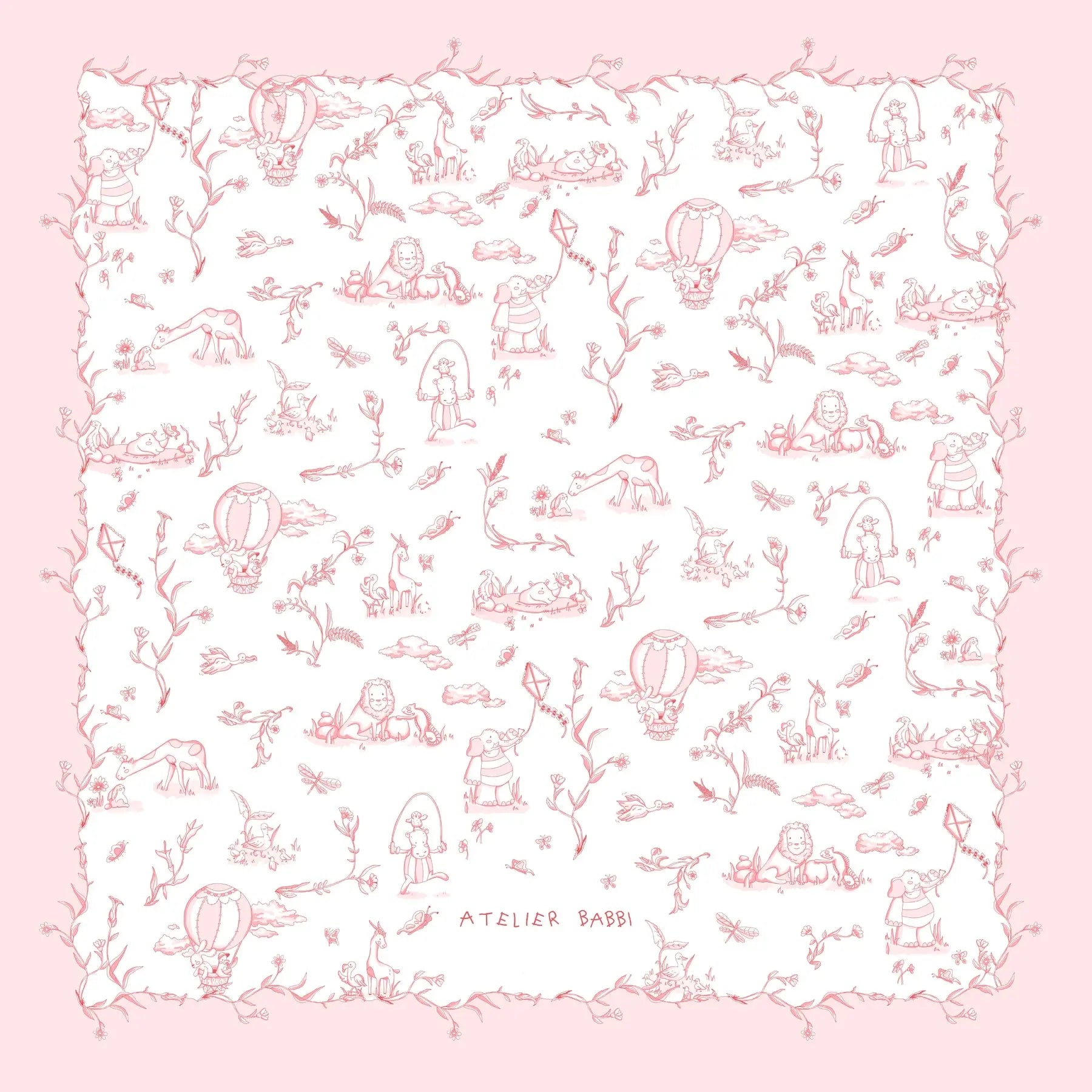 Double-Layer Muslin Baby Swaddle - Toile De Jouy/Pink