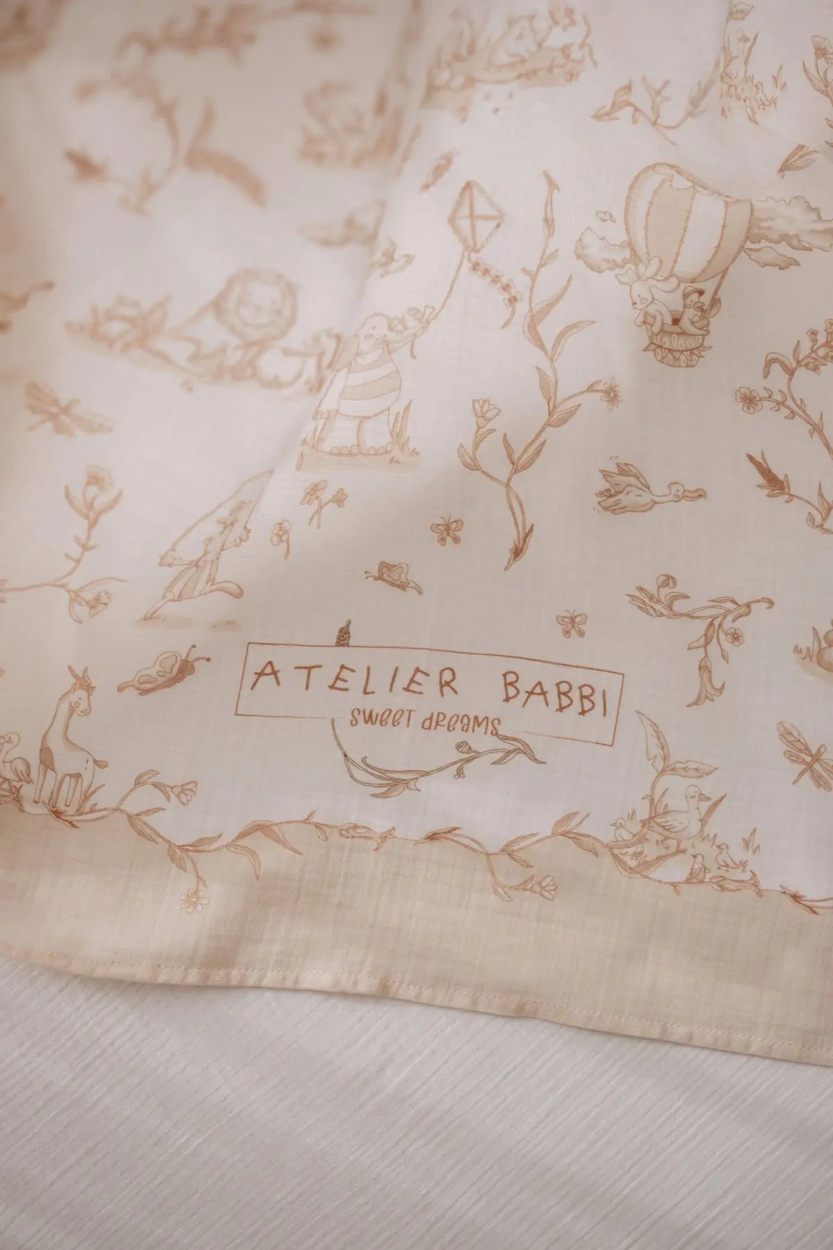 Double-Layer Muslin Baby Swaddle - Toile De Jouy/Beige