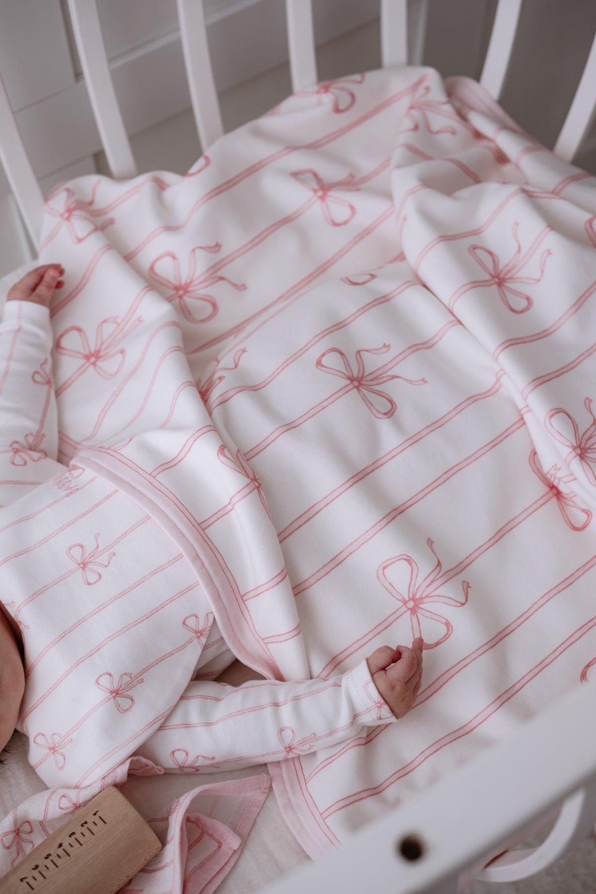 Double-Sided Baby Blanket - Ribbon/Pink