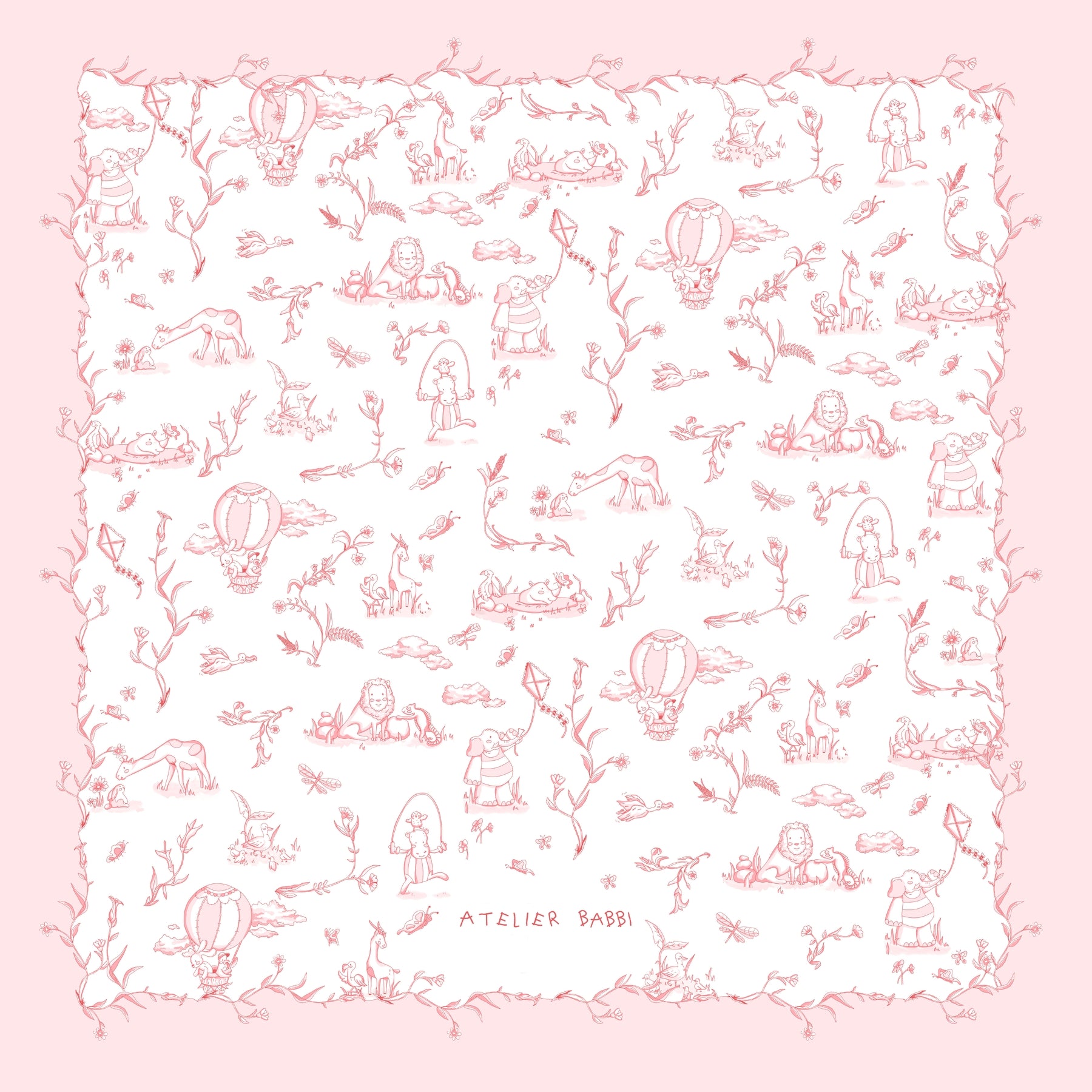 Double-Sided Blanket - Toile De Jouy/Pink