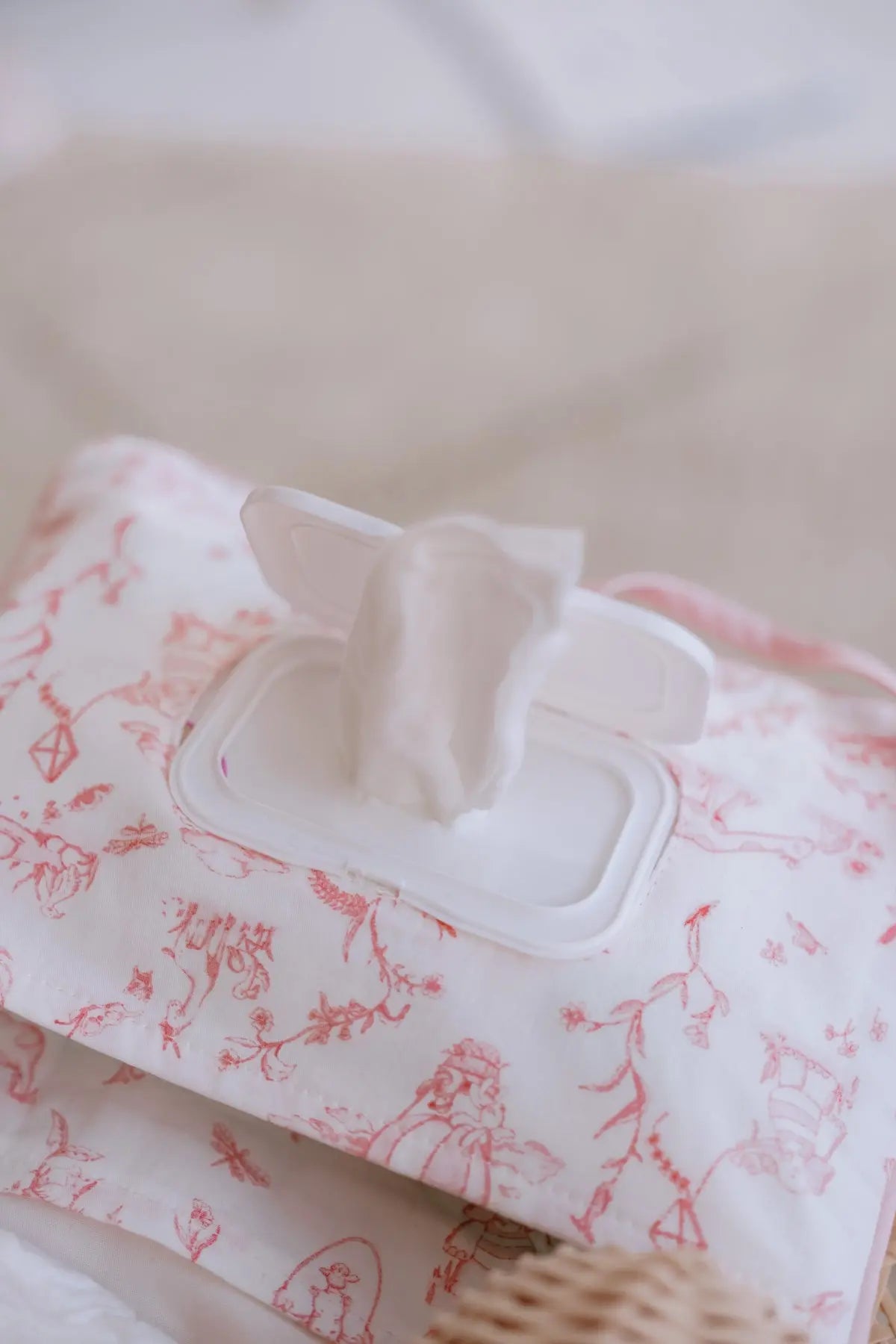 Wet Wipes & Diaper Clutch - Toile De Jouy/Pink