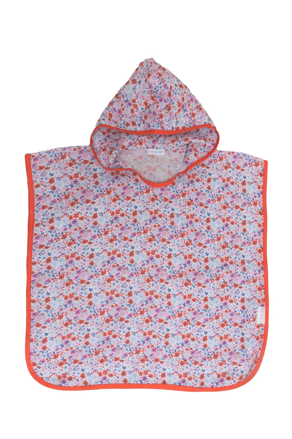 Muslin Poncho - Tiny Flowers / Red