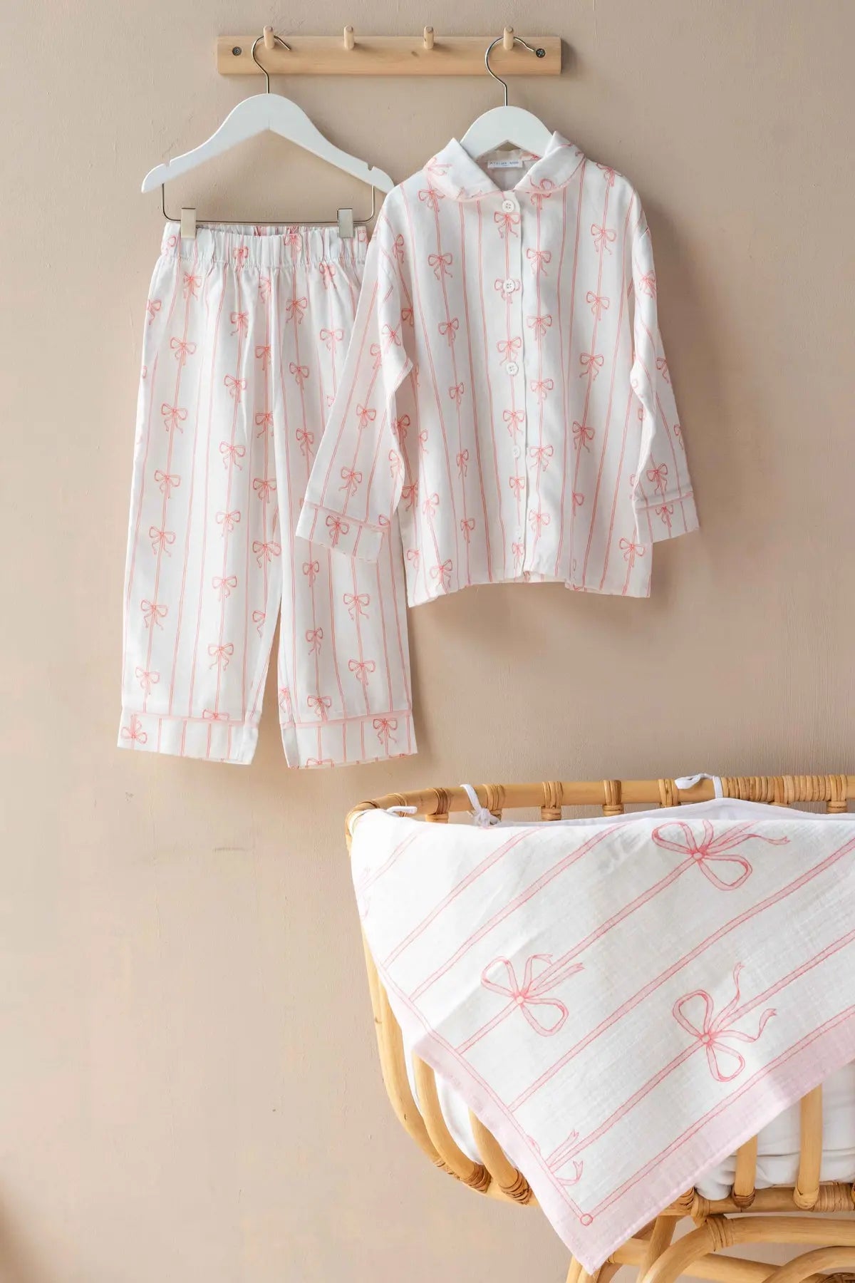 Pink pajama top and pants for baby registry or gifting