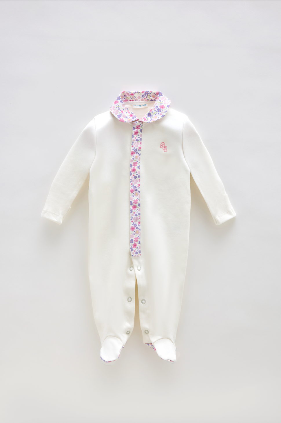 Baby Footed Onesie - Tiny Flowers / Pink