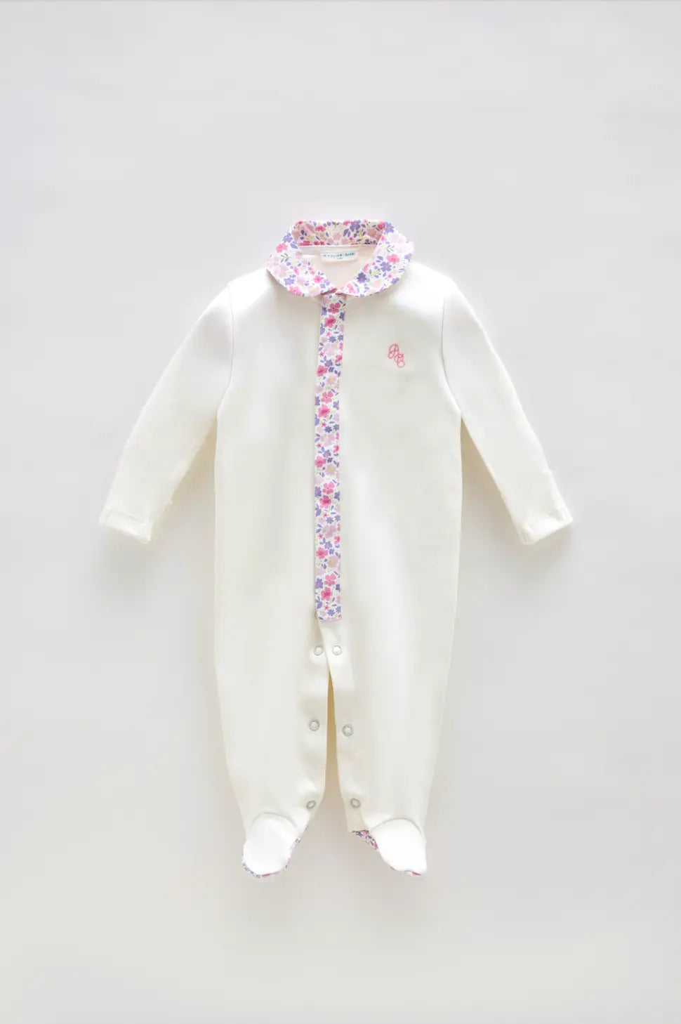 Footed Onesie - Tiny Flowers / Pink