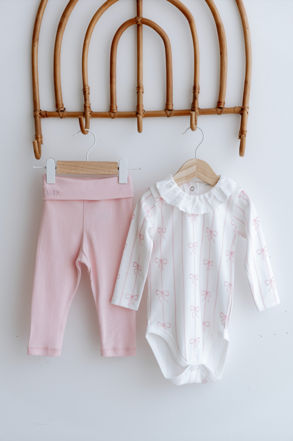 Pink Ribbon Bodysuit & Pants Set