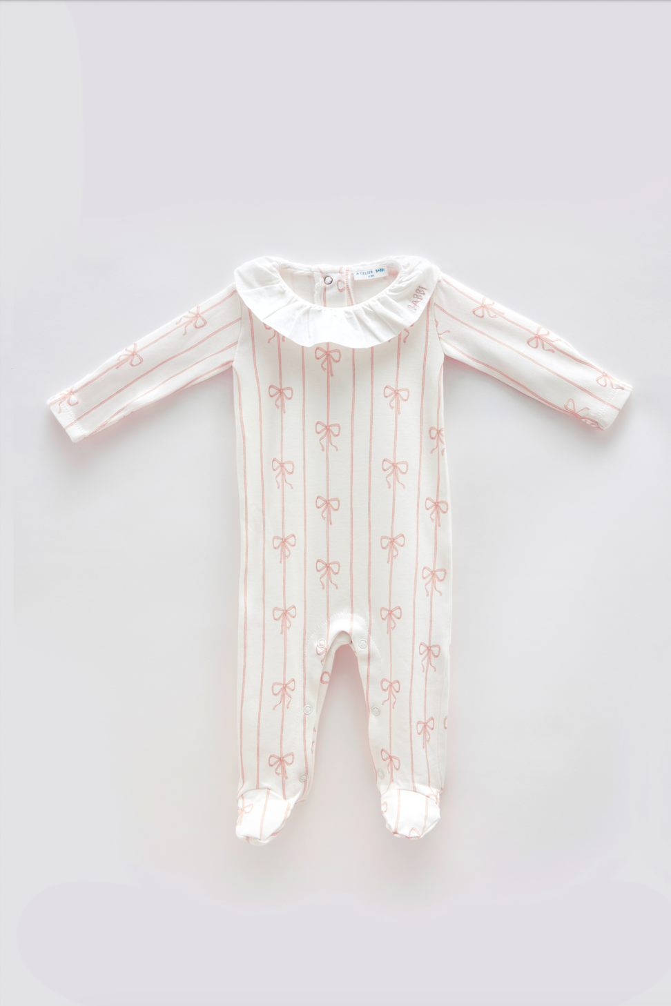Baby Footed Onesie - Ribbon/Pink