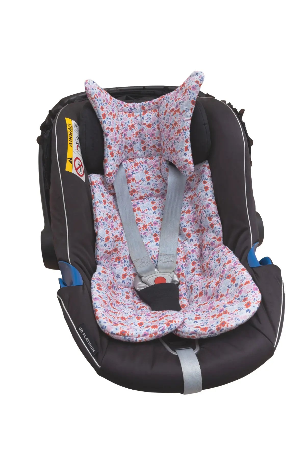 Baby Car Seat Cushion - Flowers / Red