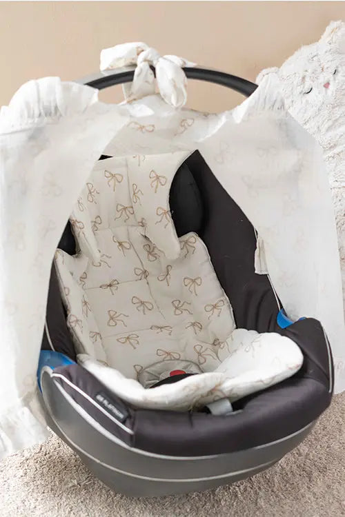 Baby Car Seat Cushion - Ribbon / Beige