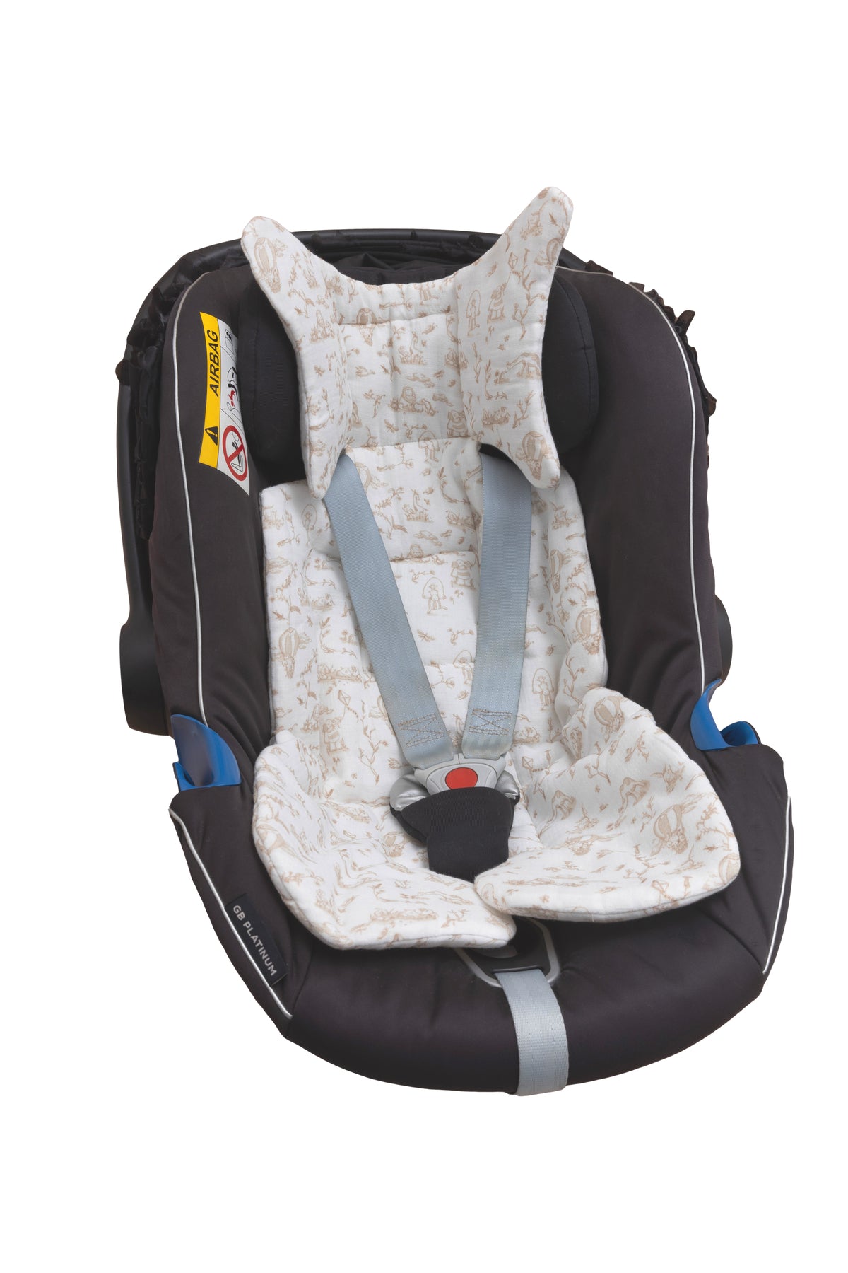 Baby Car Seat Cushion - Toile De Jouy / Beige