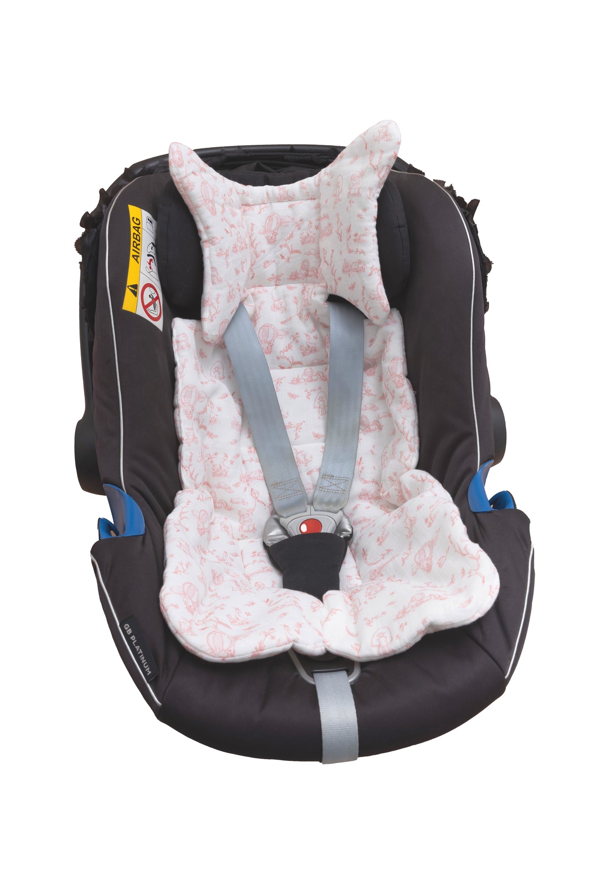 Baby Car Seat Cushion - Toile De Jouy / Pink