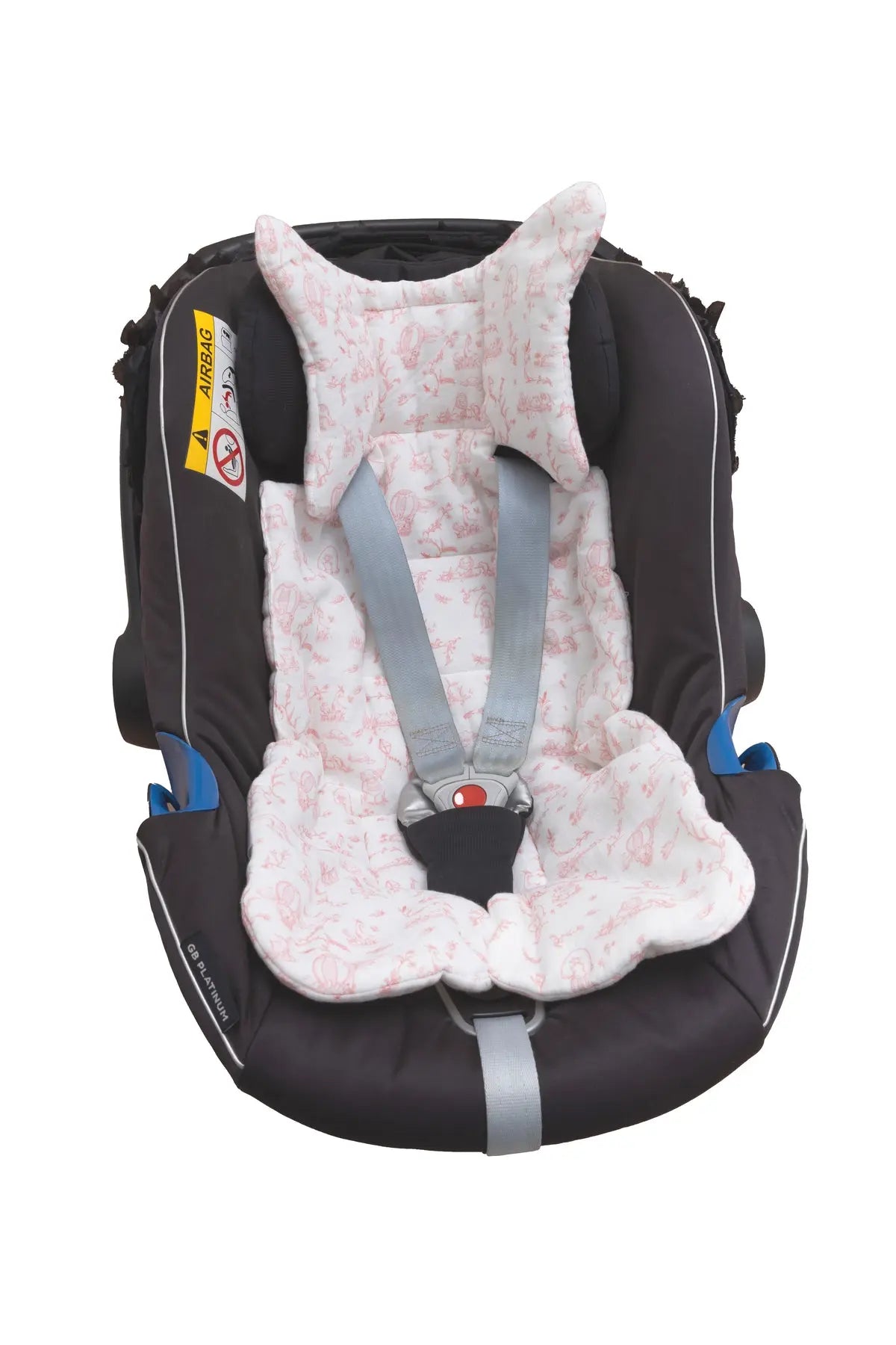 Baby Car Seat Cushion - Toile de Jouy / Pink