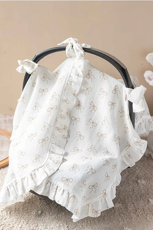 Baby Car Seat Cover - Ribbon / Beige