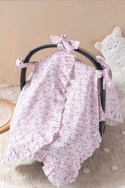 Baby Car Seat Cover - Tiny Flowers / Pink