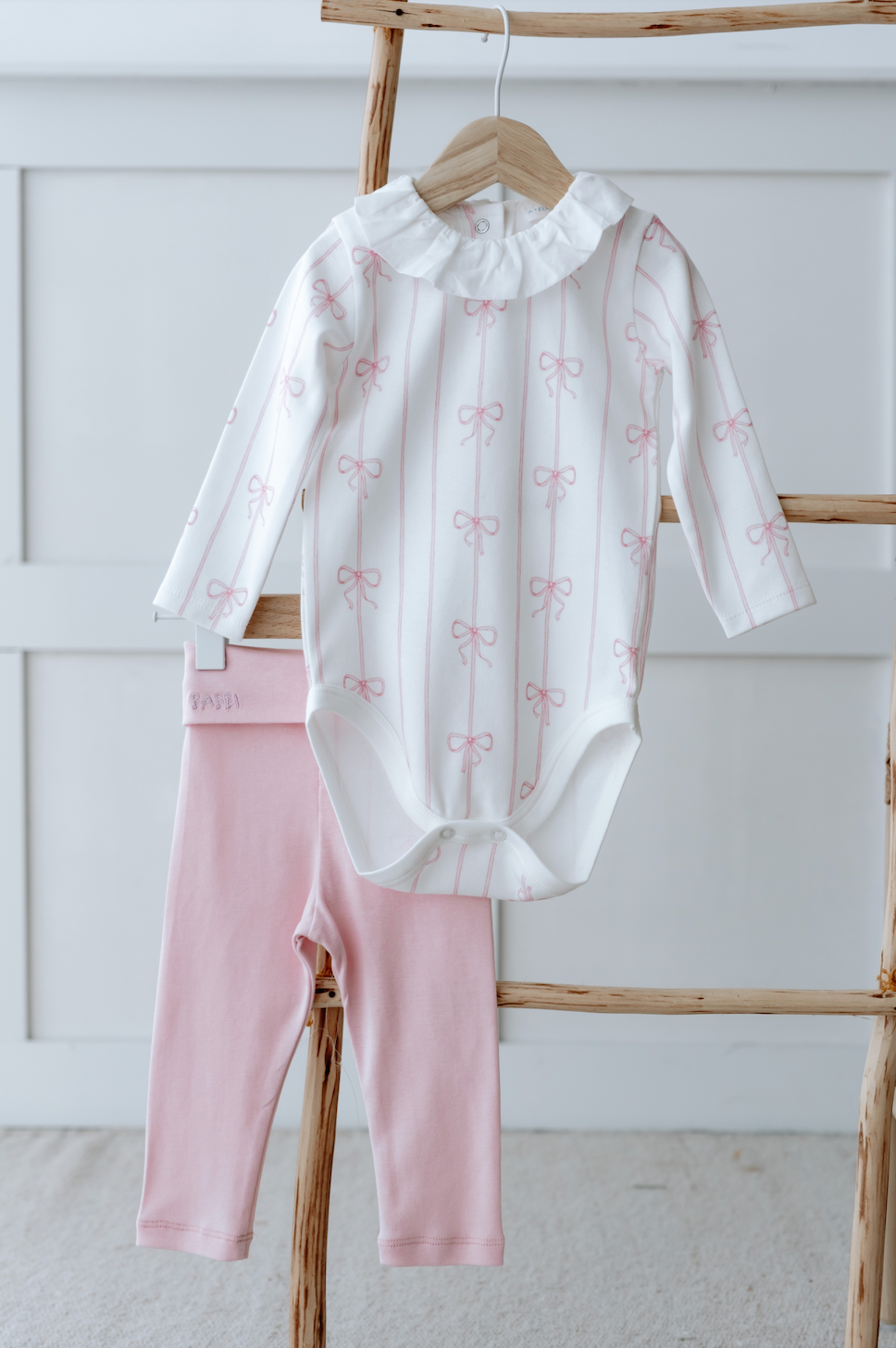 Pink Ribbon Bodysuit & Pants Set