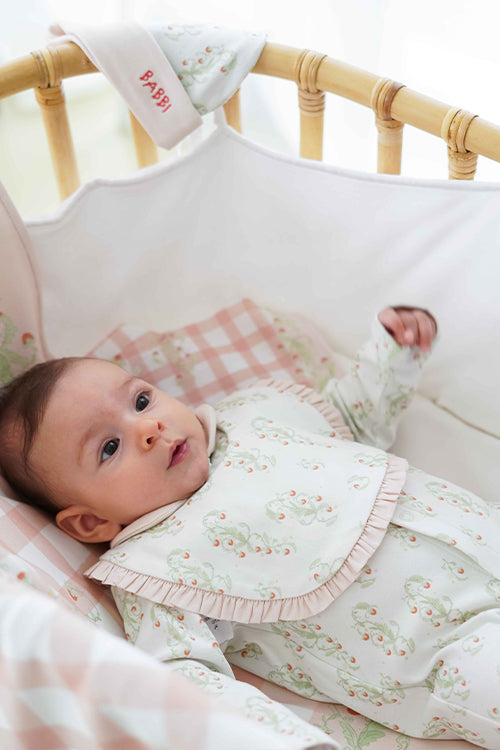 Sweet baby onesie with fruity strawberry design