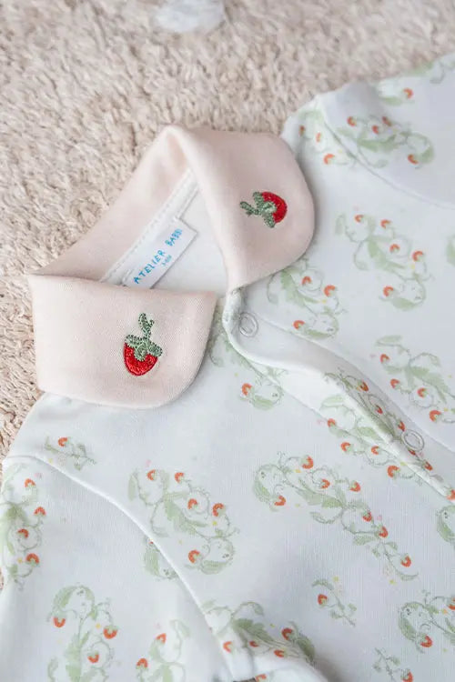 Organic cotton infant sleeper with berry theme
