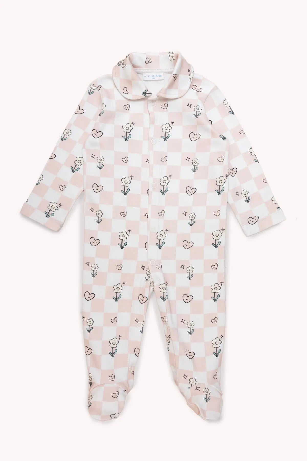 Soft and cozy checkered infant outfit with footies