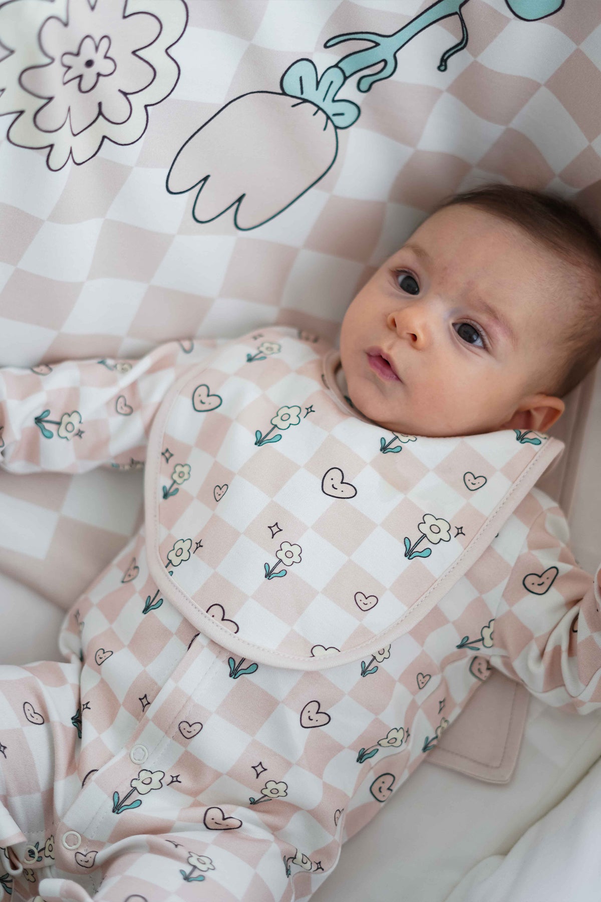 Organic cotton baby sleeper with check pattern